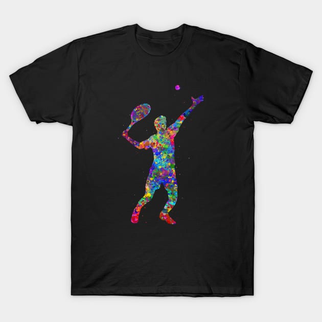 Tennis player watercolor T-Shirt by Yahya Art